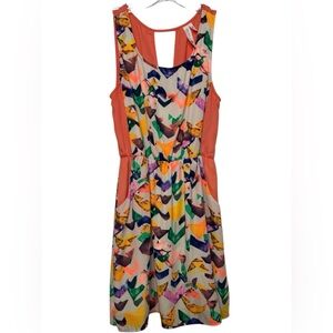 Pink Owl Multicolor Abstract Lined Mini Dress With Pockets Size Small